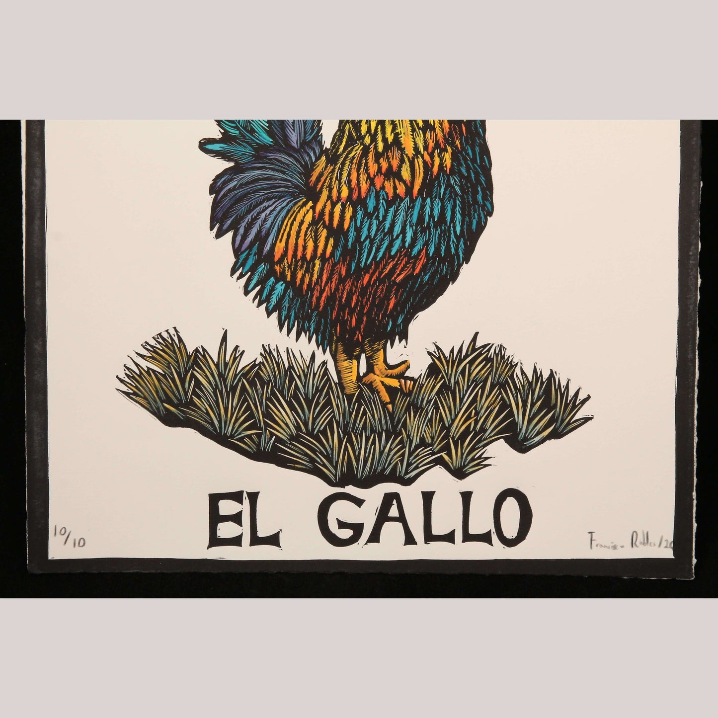 El Gallo/Rooster Lithograph Mexico Fine Art Award Winner F. Robles Sign Loteria