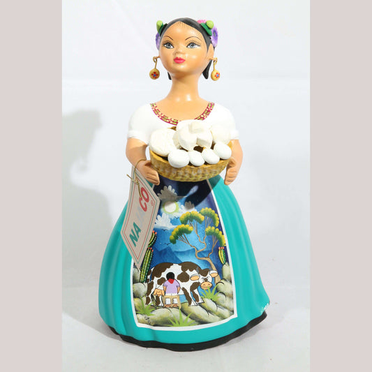 Lupita NAJACO Mexican Ceramic Doll/Figurine Gorditas Metate Turquoise