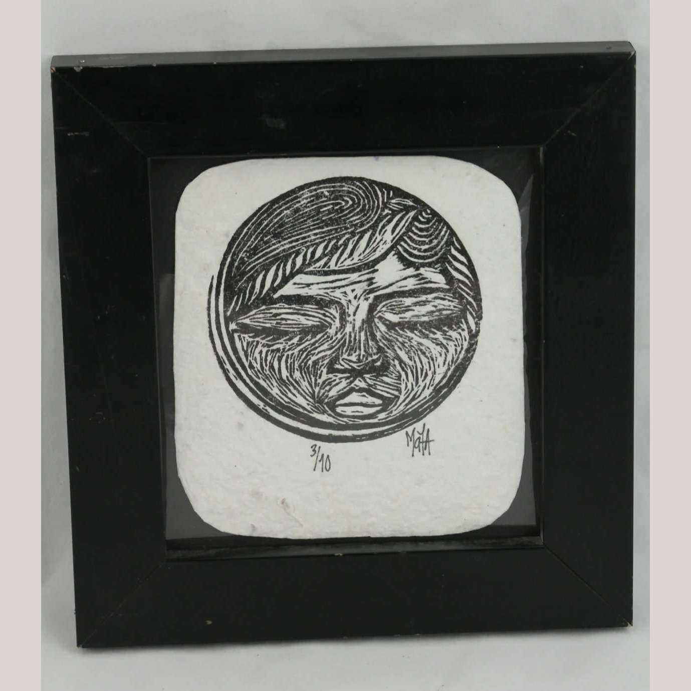 Original Moon Lithograph Mexican Collectible Signed 3/10 Collectible Decor Frame