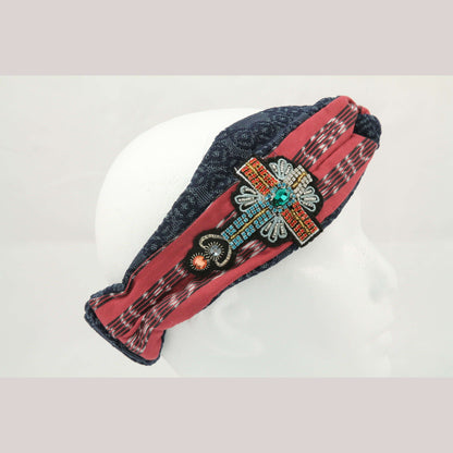New Cloth Headband Mexican Folk Art Hand Made/Embroidered & Hand Beaded Cross #3