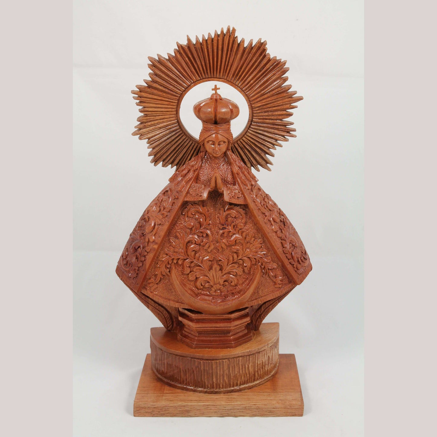 Lg Wood Madonna/Virgin Mary Hand Made Tooled/Carved Mexico Folk Art Religious #1