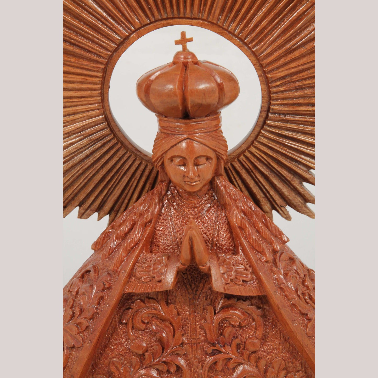 Lg Wood Madonna/Virgin Mary Hand Made Tooled/Carved Mexico Folk Art Religious #1