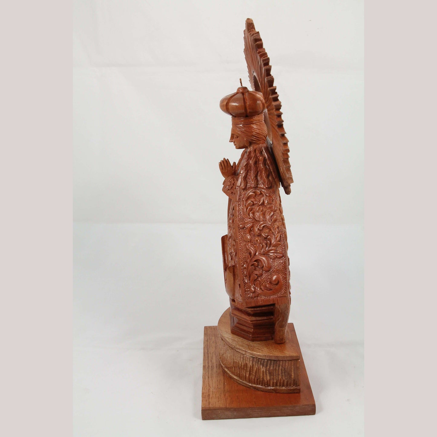 Lg Wood Madonna/Virgin Mary Hand Made Tooled/Carved Mexico Folk Art Religious #1