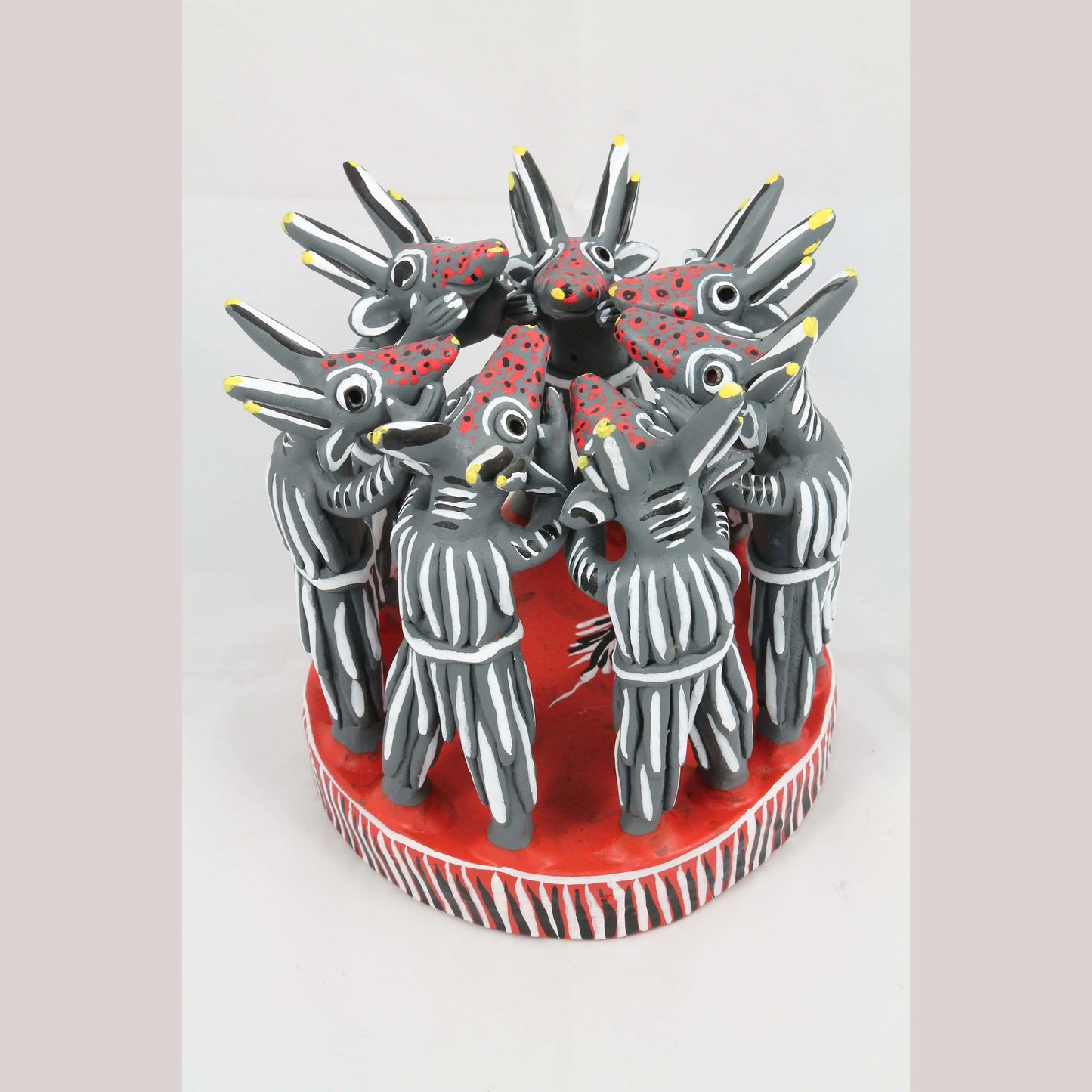 Ceramic Dancing Devils 7 Deadly Sins Gray Mexican Folk Art Ocumicho