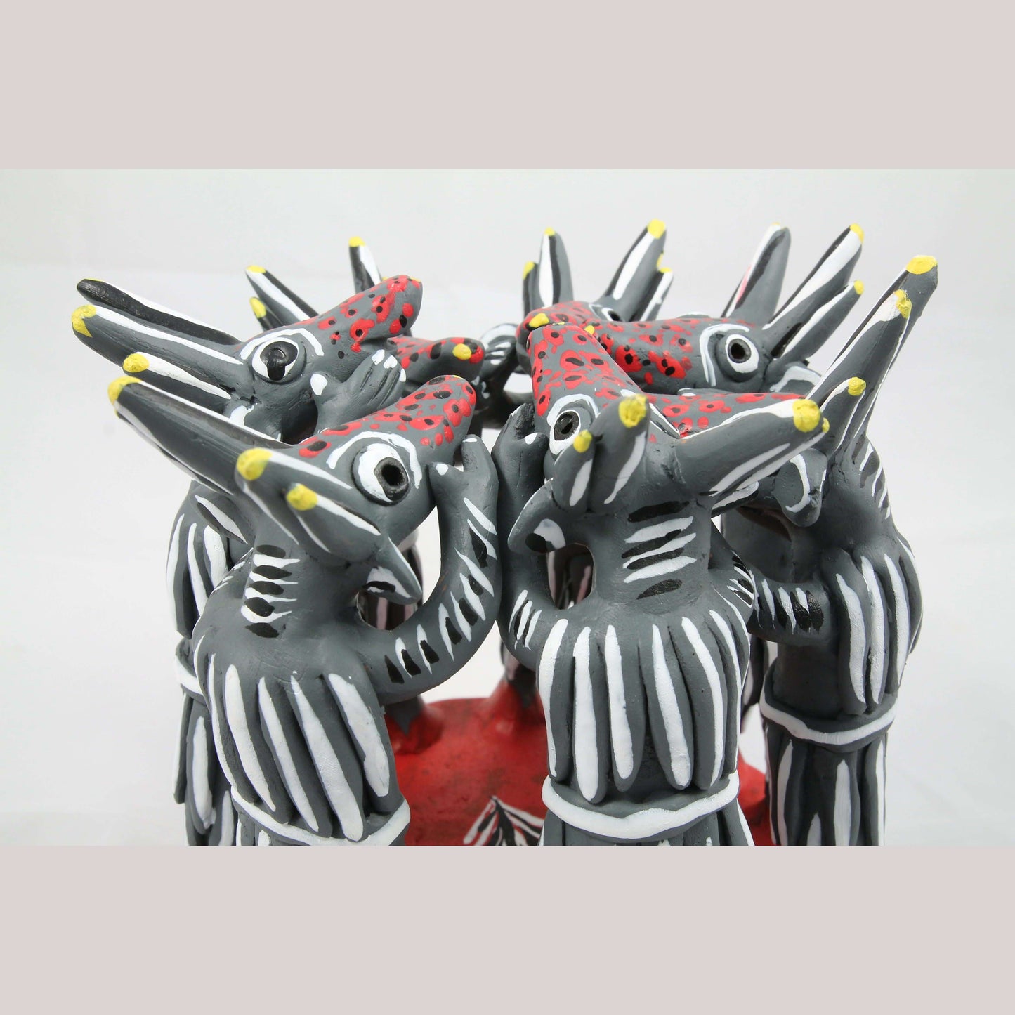 Ceramic Dancing Devils 7 Deadly Sins Gray Mexican Folk Art Ocumicho