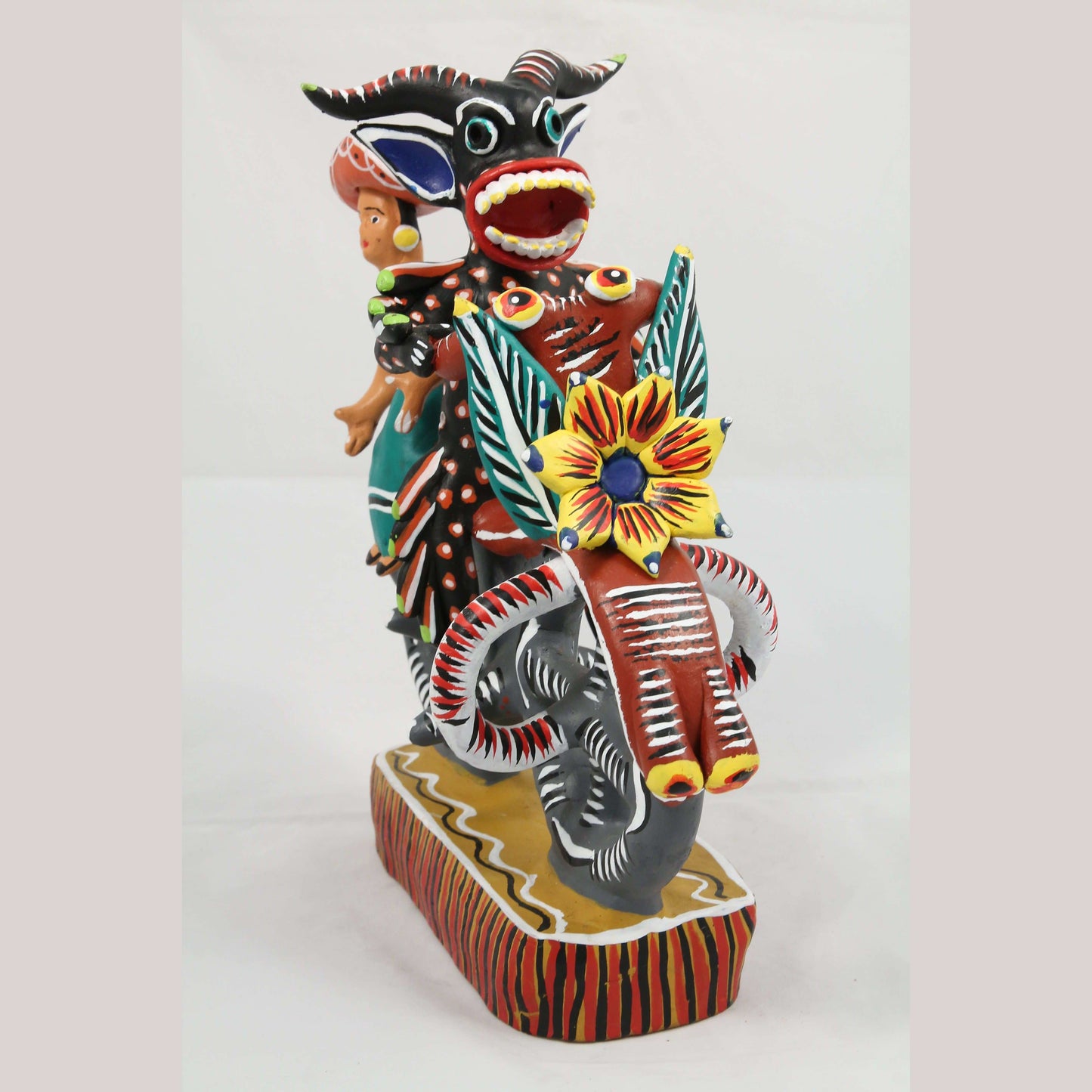 Ceramic Motorcycle/Devil Figurines Mexican Folk Art Ocumicho Collectible Décor
