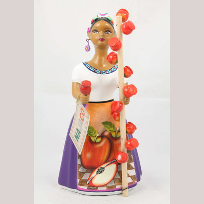 Lupita Najaco Ceramic Doll Mexico Candy Apple Seller Plum Skirt