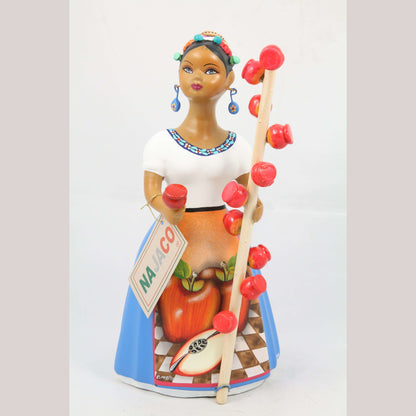 Lupita Doll Candy Apple Seller Celeste Blue Skirt Ceramic Mexican Folk Art