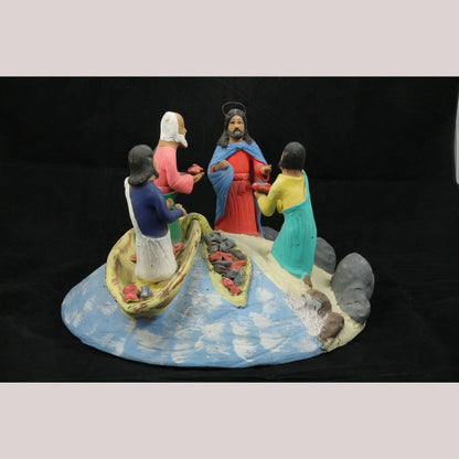 Vintage  X-Large Ceramic Diorama Mexican Folk Art Conception Aguilar Collectible