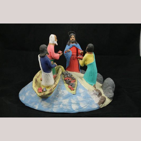 Vintage  X-Large Ceramic Diorama Mexican Folk Art Conception Aguilar Collectible