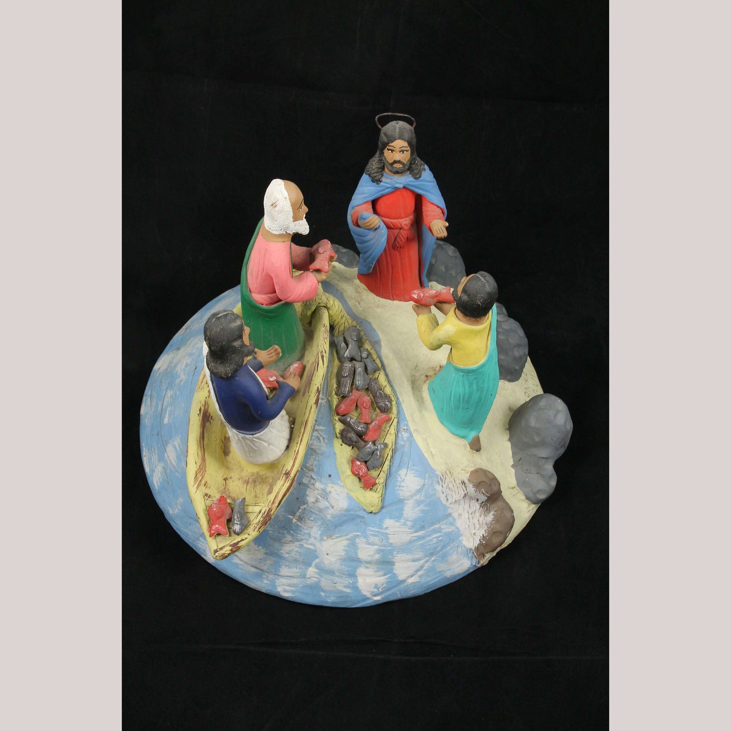 Vintage  X-Large Ceramic Diorama Mexican Folk Art Conception Aguilar Collectible