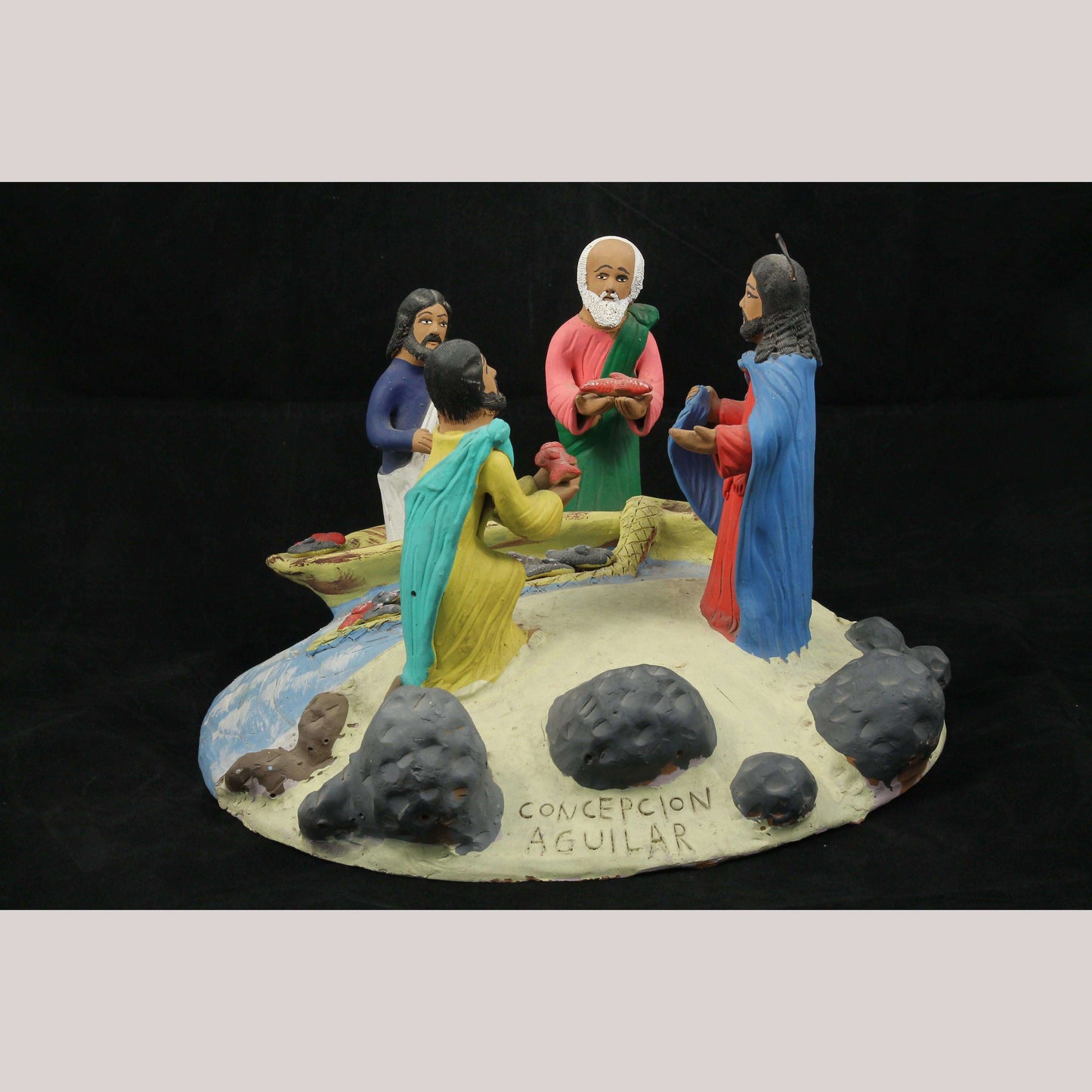 Vintage  X-Large Ceramic Diorama Mexican Folk Art Conception Aguilar Collectible