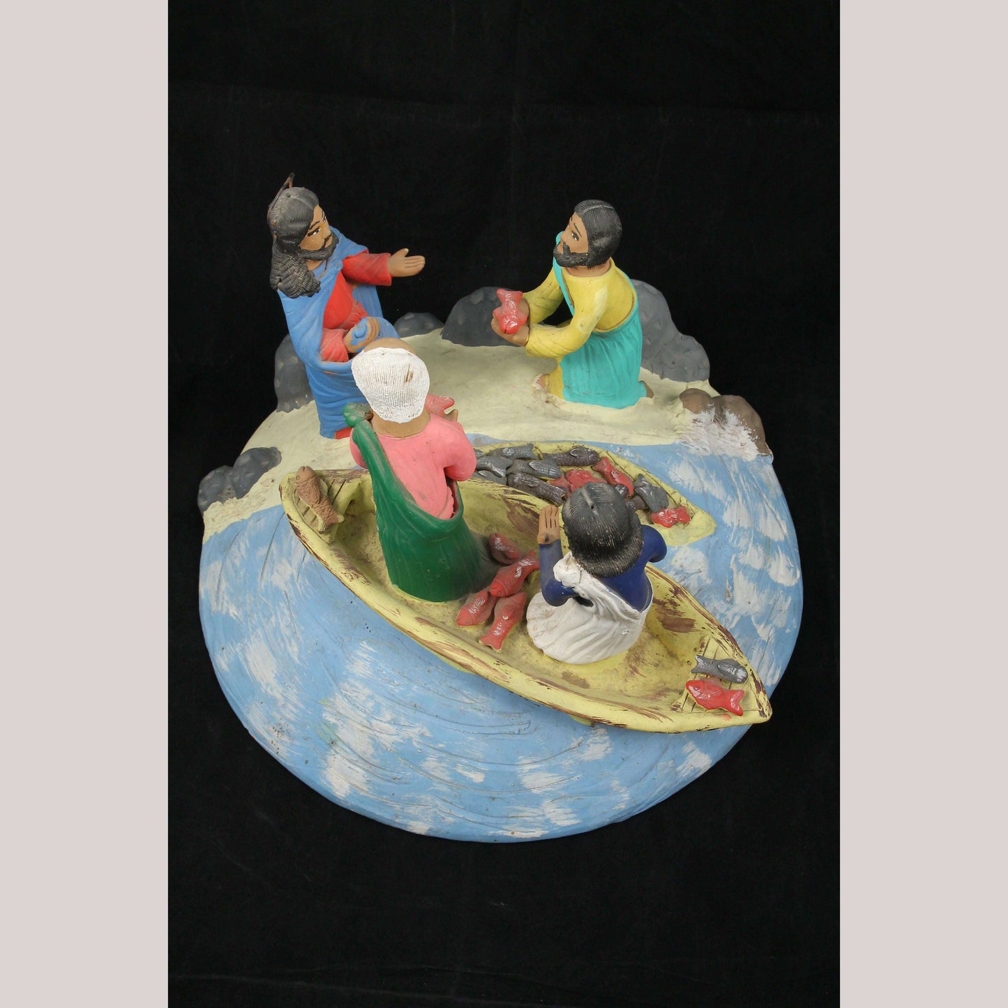 Vintage  X-Large Ceramic Diorama Mexican Folk Art Conception Aguilar Collectible