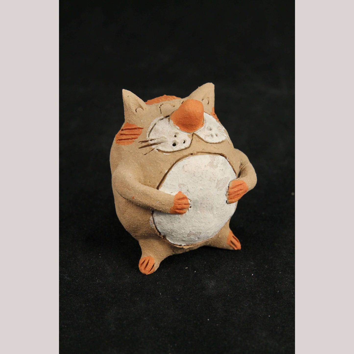 New Ceramic "Fat Cat" Mexican Folk Art Hand Made/Paint Pottery/Clay Décor