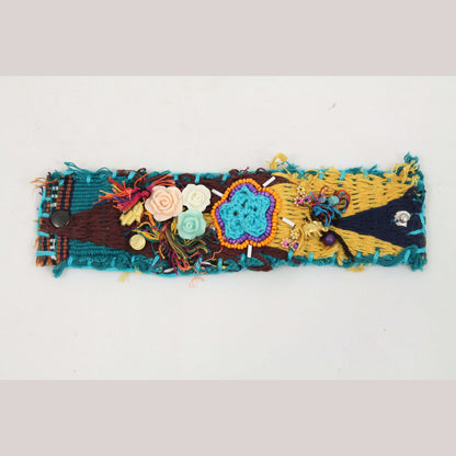 Mexican Bracelet Folk Art Bohemian/Hippie Costume Jewelry Charms Faux Leather