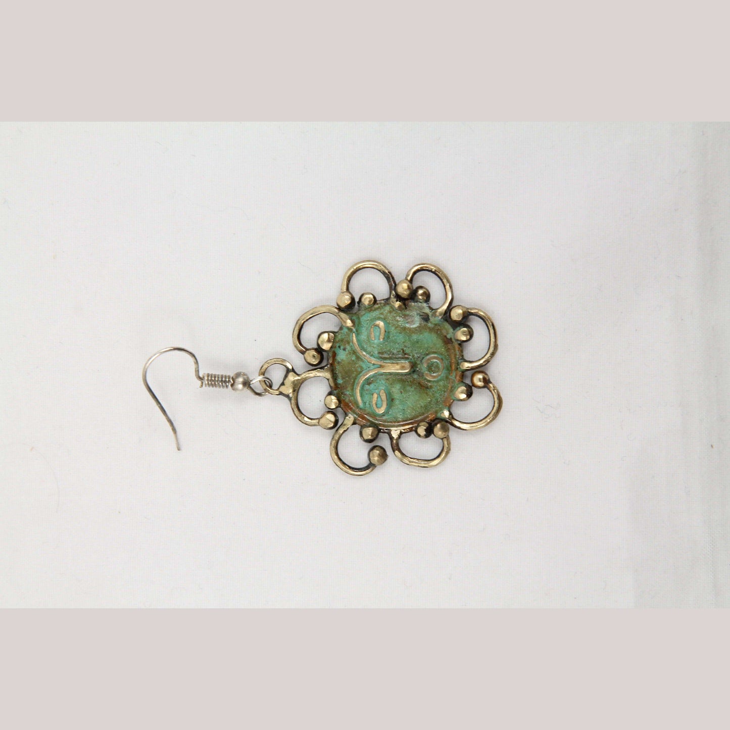 Hand Crafted Earrings/Jewelry Mexico Wearable Folk Art Bronze Kamilo Sun/Flower