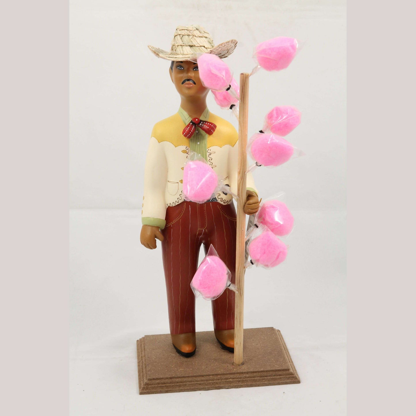 Lupita Najaco Ceramic Figurine/Doll Mexican Cotton Candy Seller Man Rust