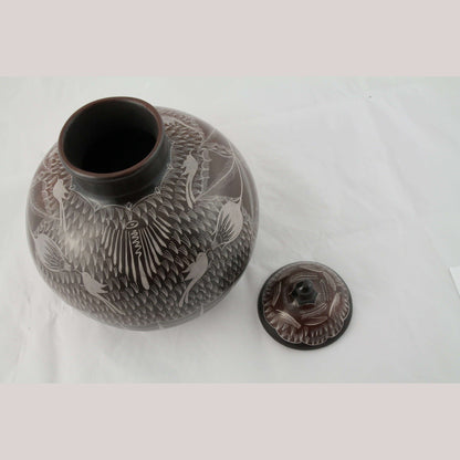 Ceramic/Pottery Vase/Jar/Lid Mexican Folk Art Collectible Décor Handmade Large