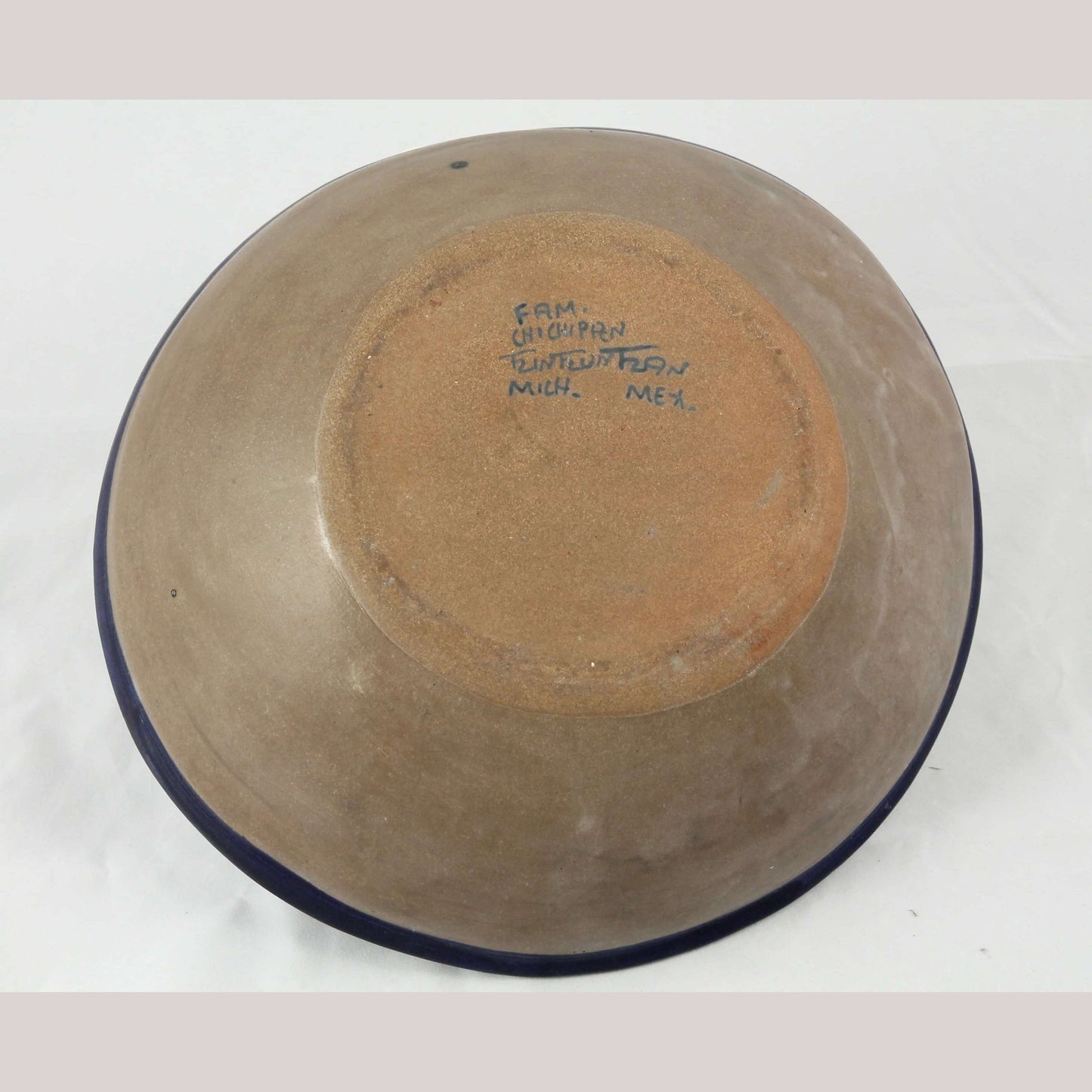 Lg Ceramic/Pottery Blue Bowl w Fish Mexican Fine Art Collectible Decor Chichipan