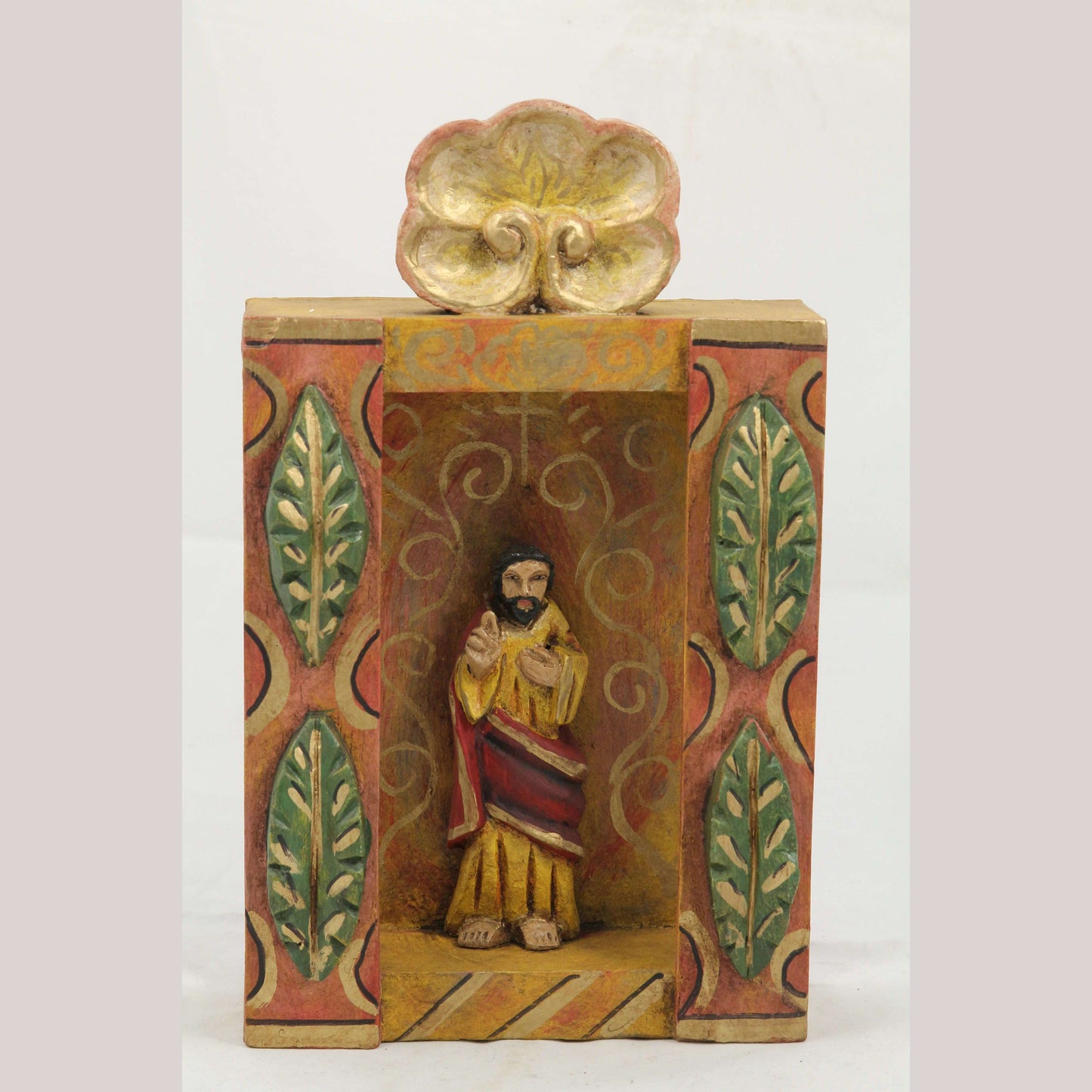 Wood Niche/Reliquary Mexican Folk Art Religious Rustic Handmade/Painted Jesus #2