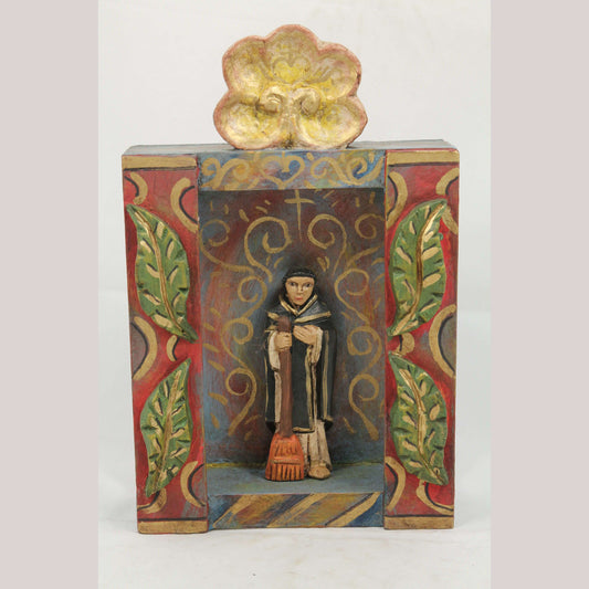 Wood Niche Mexican Folk Art Religious Rustic Handmade/Painted San Martin Décor