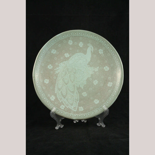 Lg Ceramic/Pottery Negative Platter Mexico Folk Art G. Hernandez Cano Peacock