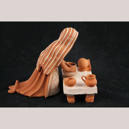 Mexican Ceramic Woman Figurine Handmade Folk Art Pottery Tata Tali