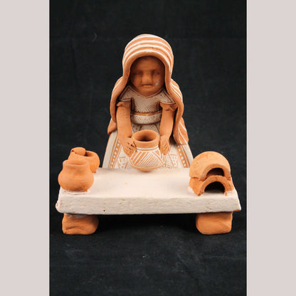 Mexican Ceramic Woman Figurine Handmade Folk Art Pottery Tata Tali