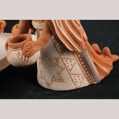 Mexican Ceramic Woman Figurine Handmade Folk Art Pottery Tata Tali