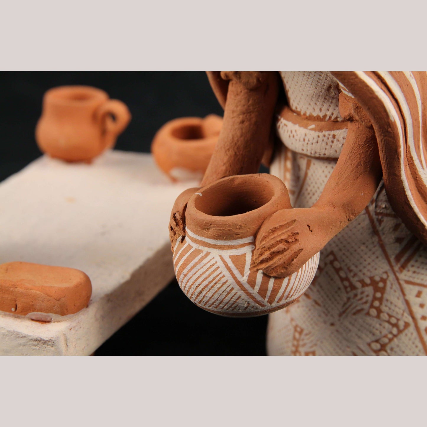 Mexican Ceramic Woman Figurine Handmade Folk Art Pottery Tata Tali