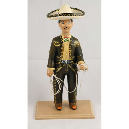 Charro Brown (Cafe) Male Ceramic Mexican Figurine Doll Lupita Cowboy