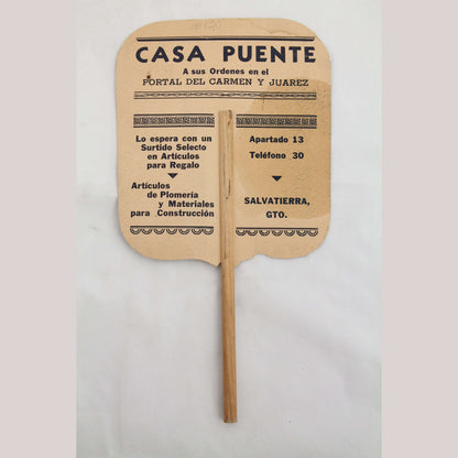 2 Vintage Mexican Paper Advertising Fans Collectible Décor Colorful Casa Puente