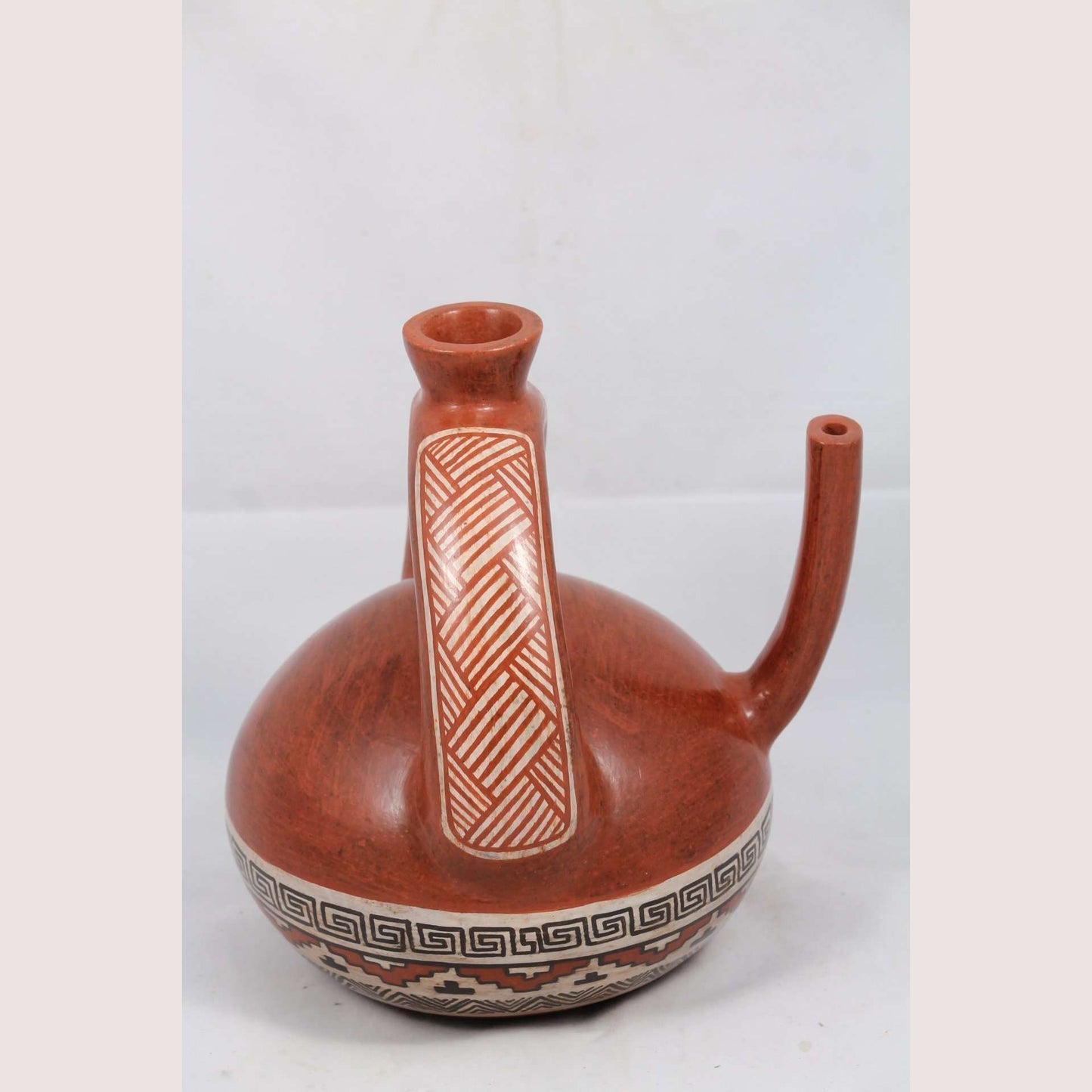 Ceramic Pitcher Hand Made Pottery Mexican Folk Art Potter Signed Huipe Spout