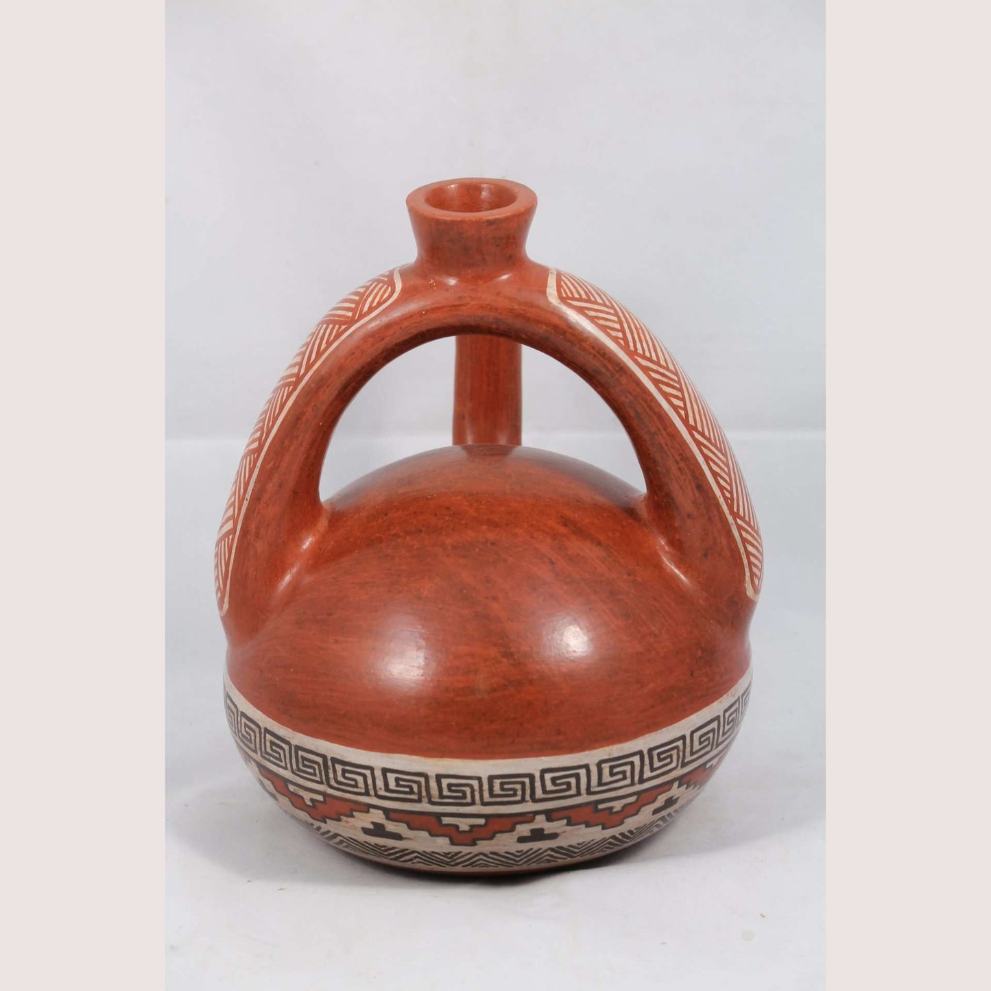 Ceramic Pitcher Hand Made Pottery Mexican Folk Art Potter Signed Huipe Spout