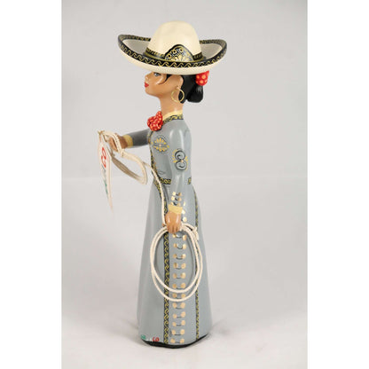 Lupita Doll, Charra Gray, Mexico NAJACO Folk Art Original
