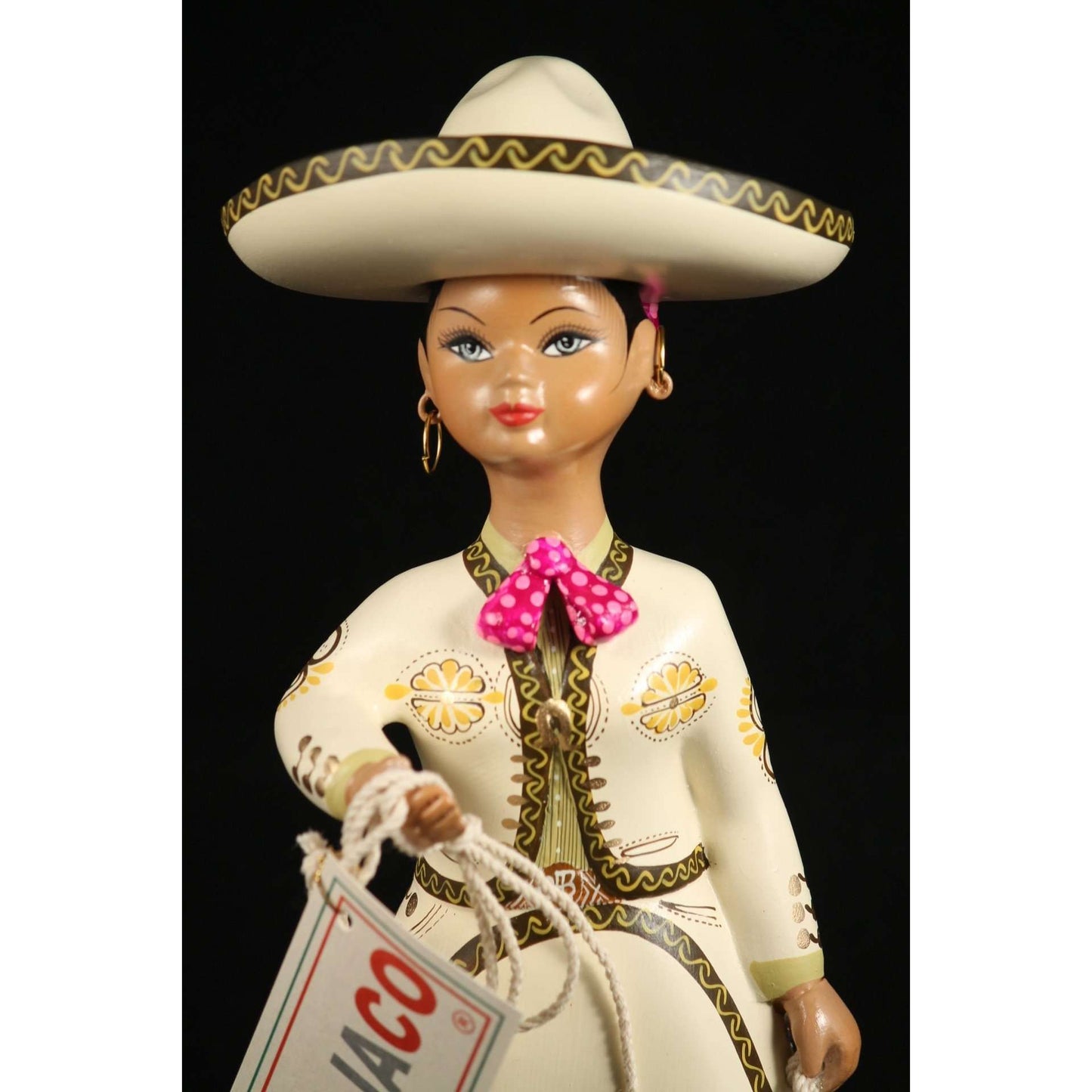 Charra Beige "Lupita" Doll Ceramic Mexican Folk Art