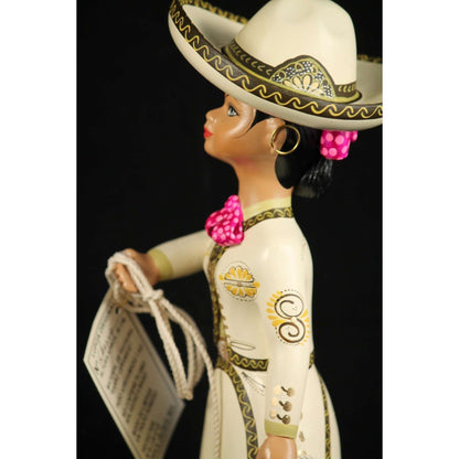 Charra Beige "Lupita" Doll Ceramic Mexican Folk Art