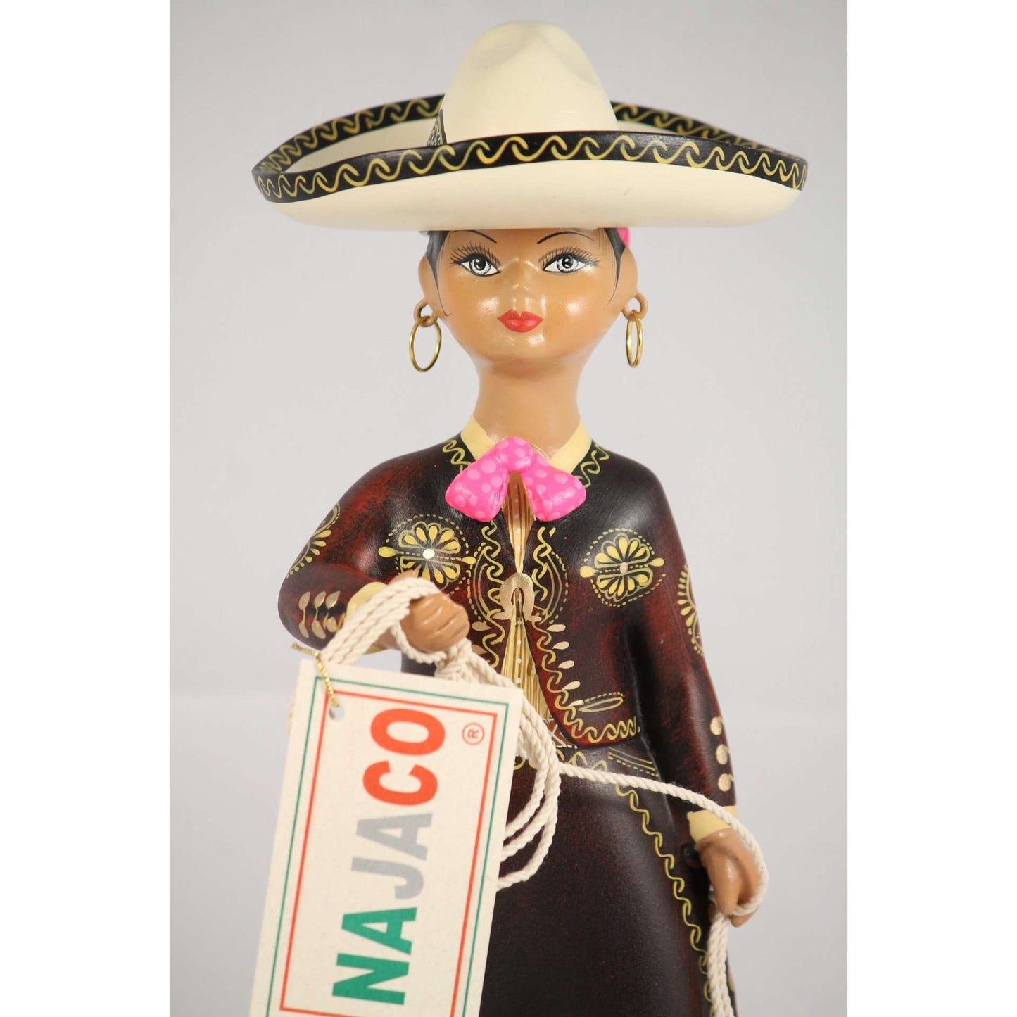 Lupita Doll, Charra, Wine (Tinta), Mexico NAJACO Folk Art Original