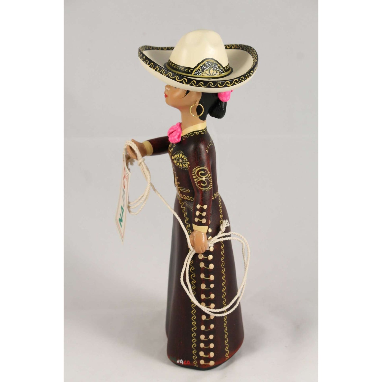 Lupita Doll, Charra, Wine (Tinta), Mexico NAJACO Folk Art Original