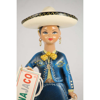 Charra Blue "Lupita" Doll Ceramic Mexican Folk Art NAJACO