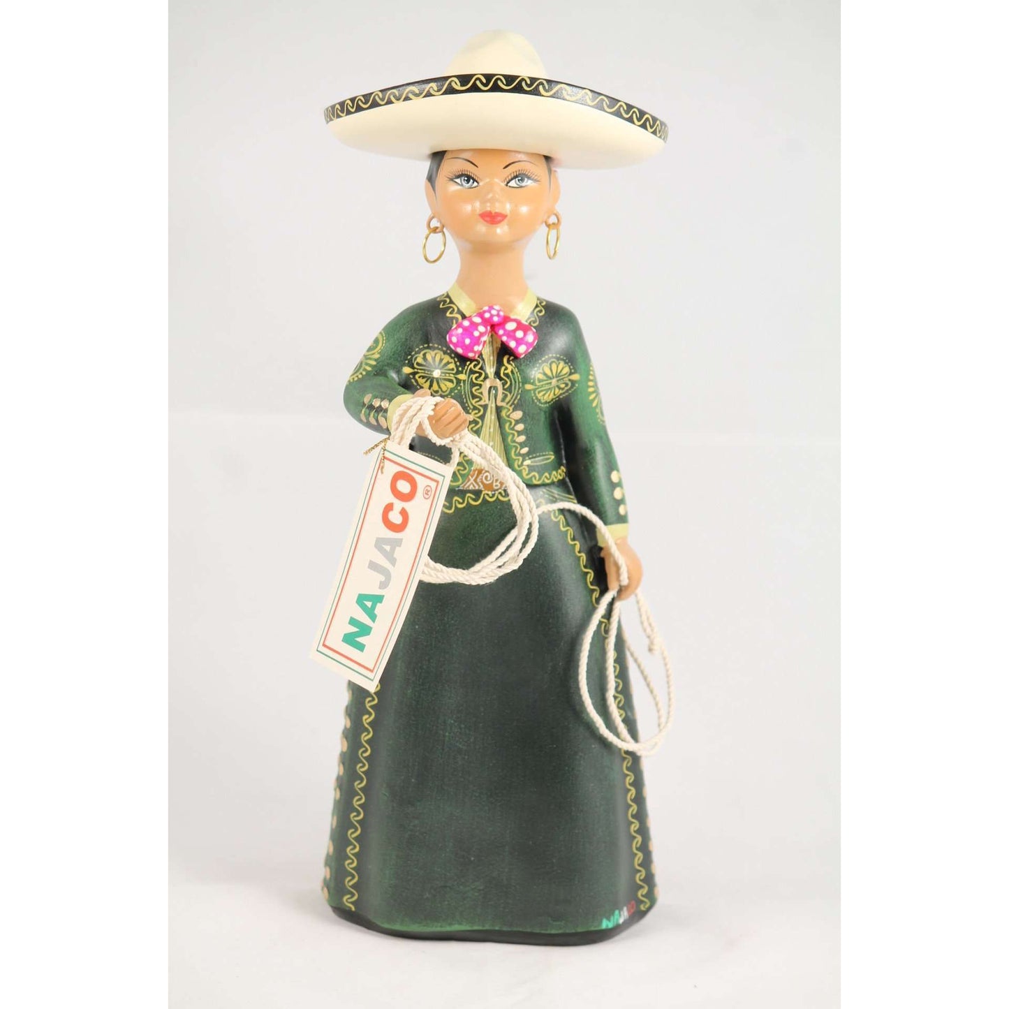 Lupita Doll, Charra Green, Mexico NAJACO Folk Art Original