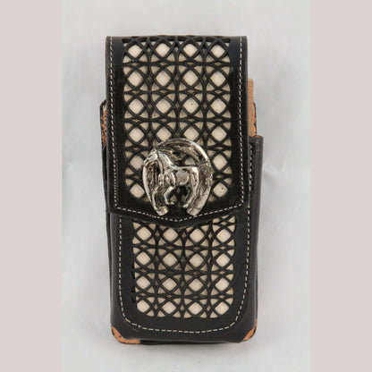 New Leather Belt Loop Cell Phone Holder/Pouch/Case Hand Made Embossed Mexico I