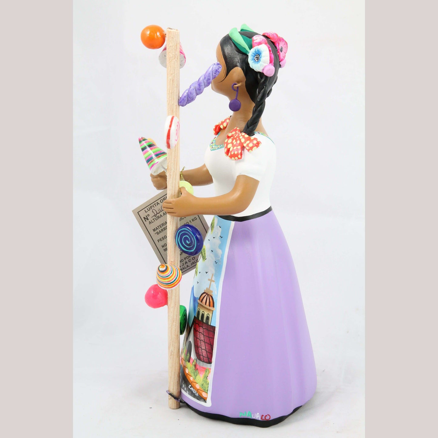 Lupita Najaco Ceramic Figurine/Doll Hard Candy Seller Mexican Folk Art Lilac