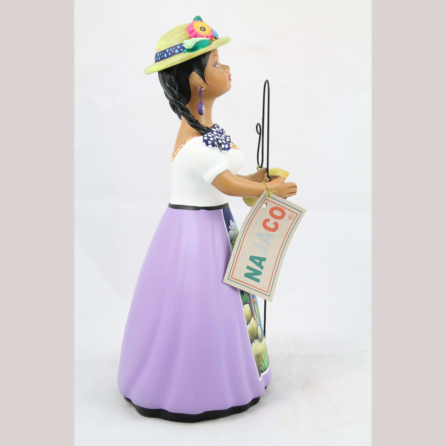 Lupita Najaco Ceramic Figurine/Doll Hard Candy Seller Mexican Folk Art Lilac
