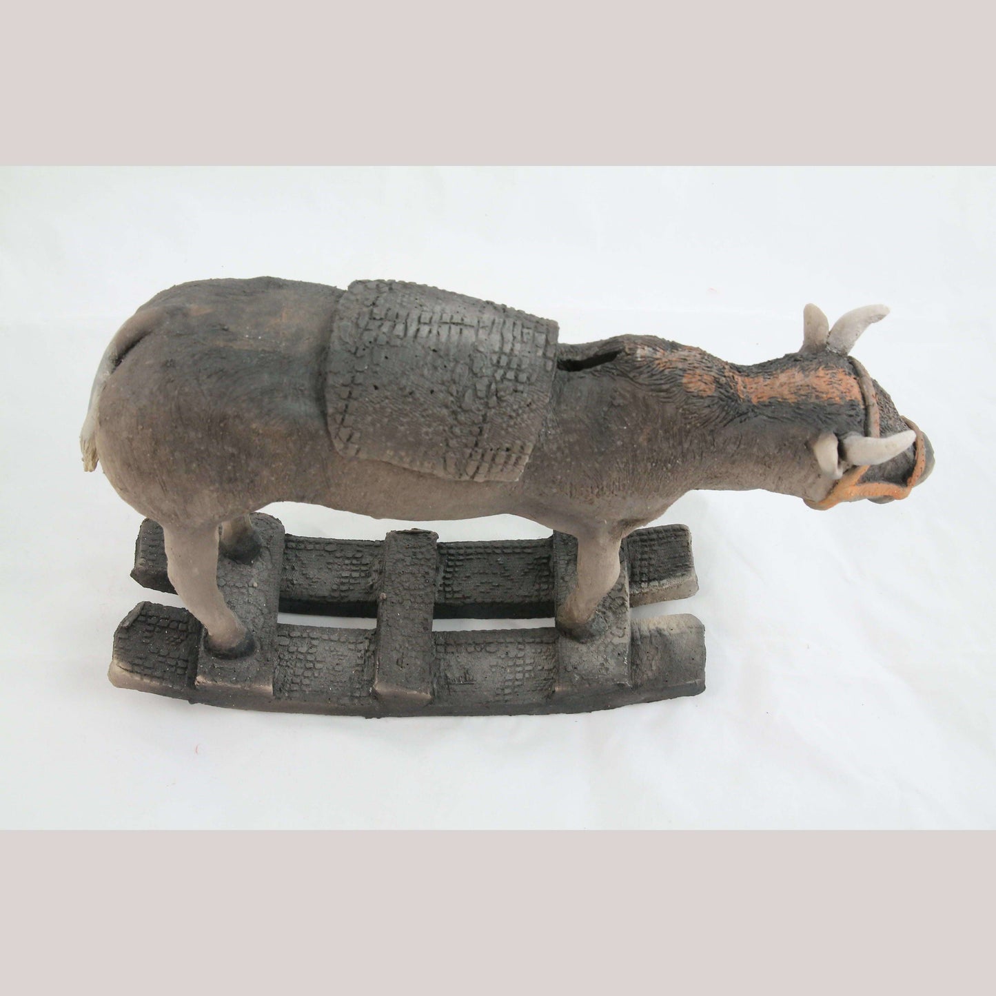 Ceramic/Pottery Rocking Bull Bank Mexican Folk Art Collectible Décor Handmade