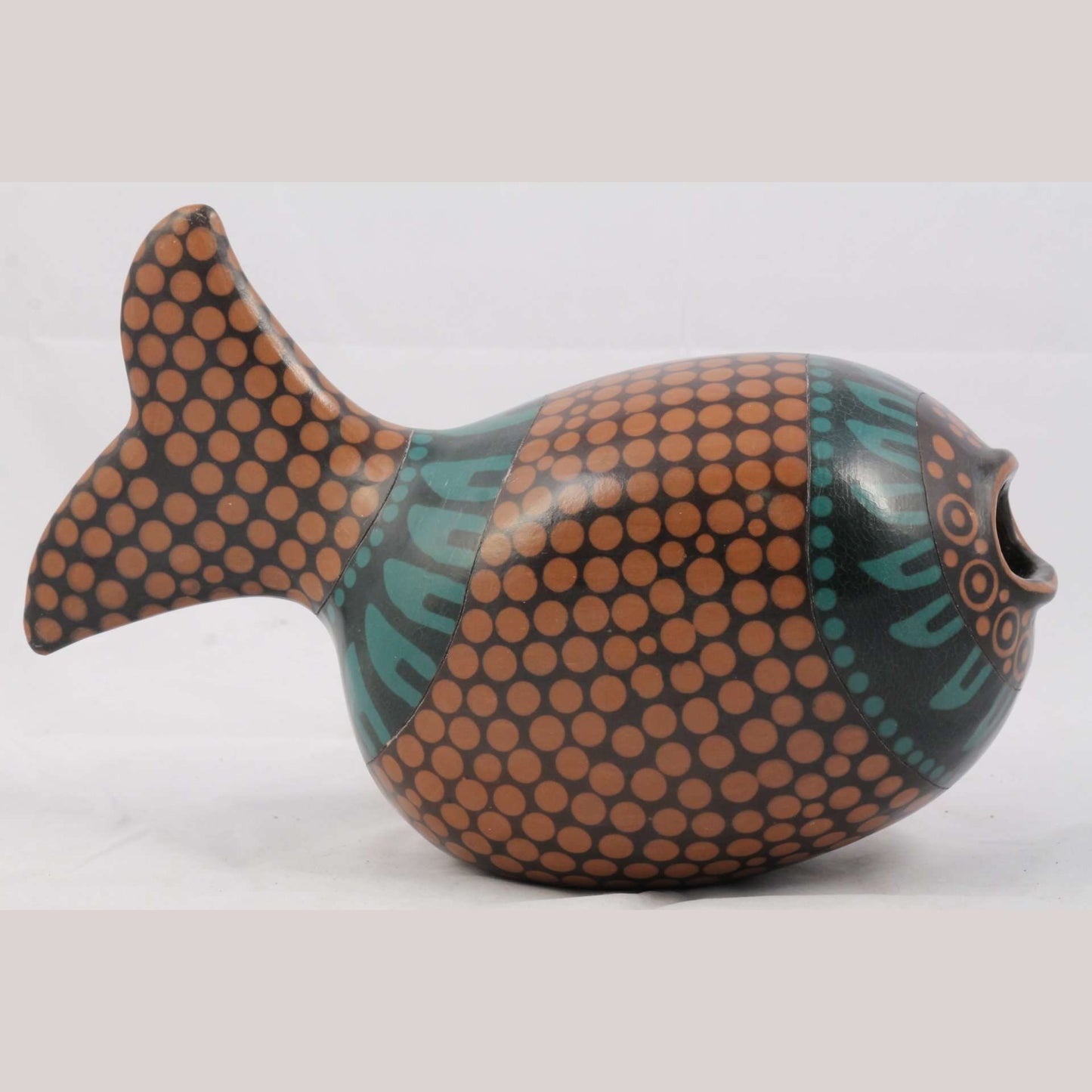 Hand Made Ceramic Hollow Fish Signed Mexican Folk Art Extra Large