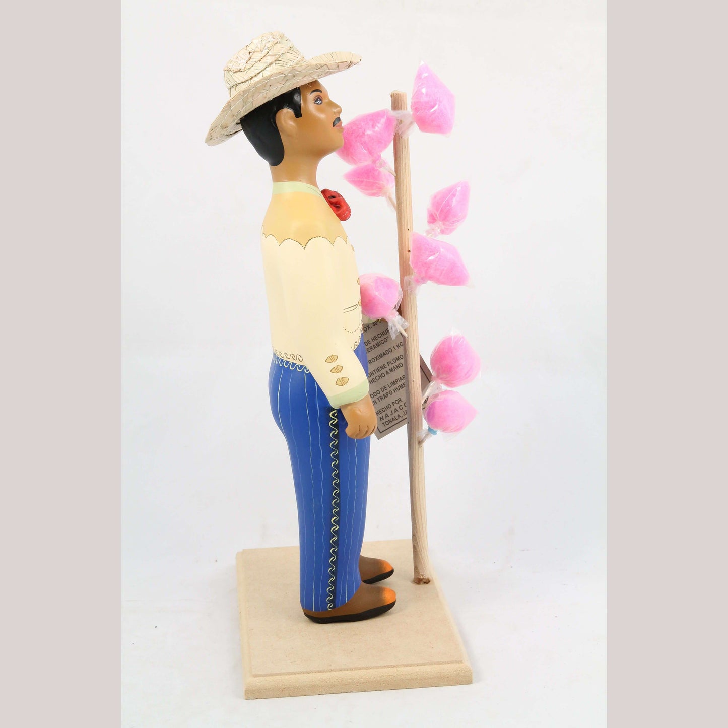 Lupita Najaco Ceramic Figurine/Doll Mexican Cotton Candy Seller Man Blue