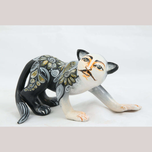 Sm Ceramic Nagual/Jaguar Man Collectible Mexican Folk Art Décor Ubaldo Macias