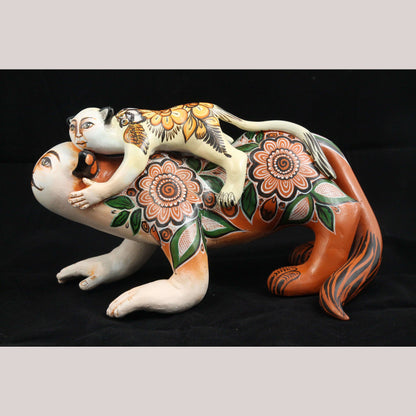 Lg Ceramic Nagual/Jaguar Man/Baby Nagual Mexican Folk Art Décor Ubaldo Macias
