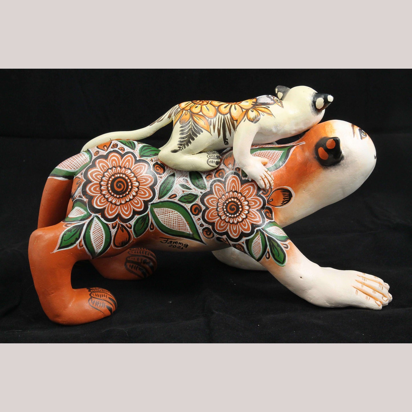 Lg Ceramic Nagual/Jaguar Man/Baby Nagual Mexican Folk Art Décor Ubaldo Macias